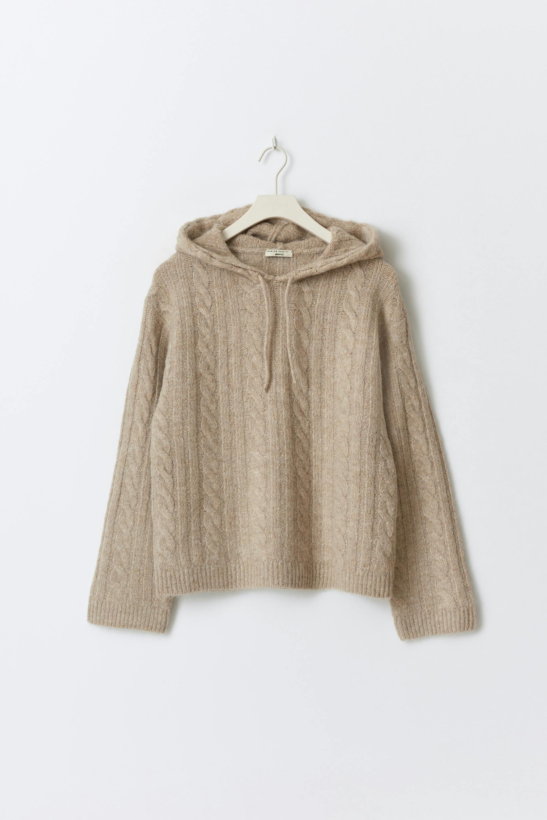 Knitted cable hoodie