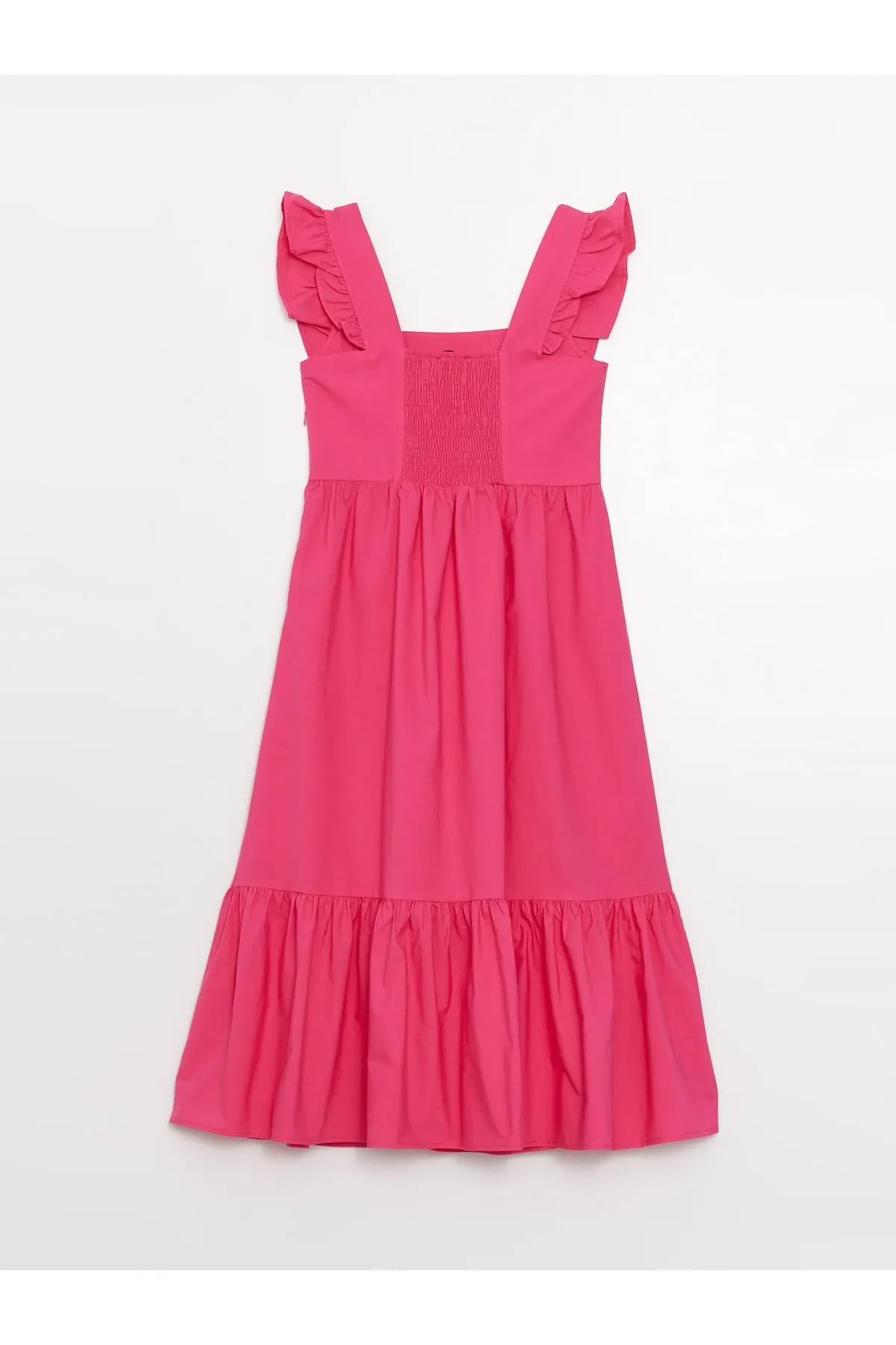 LC Waikiki  Damenkleid aus einfarbigem Popeline mit quadratischem Kragen