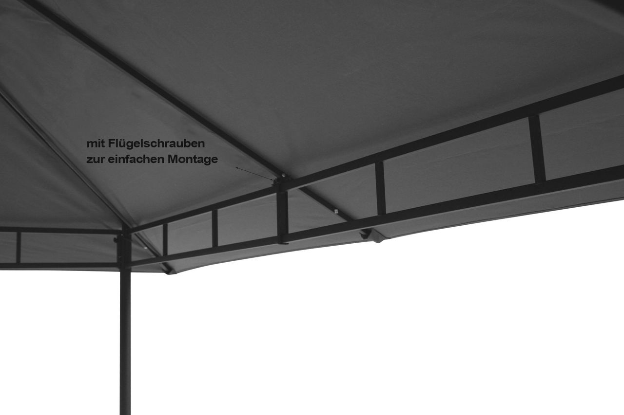 Grasekamp Antikpavillon Amalfi Flex 3 x 3 m Grau Gartenpavillon Partyzelt