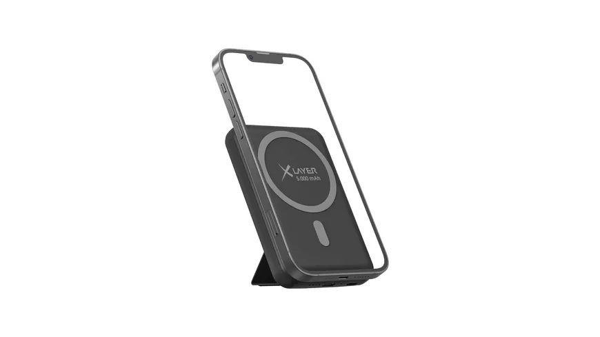 XLayer MagFix Pro 2-in-1 Powerbank mit Standfuß 5.000 mAh Schwarz