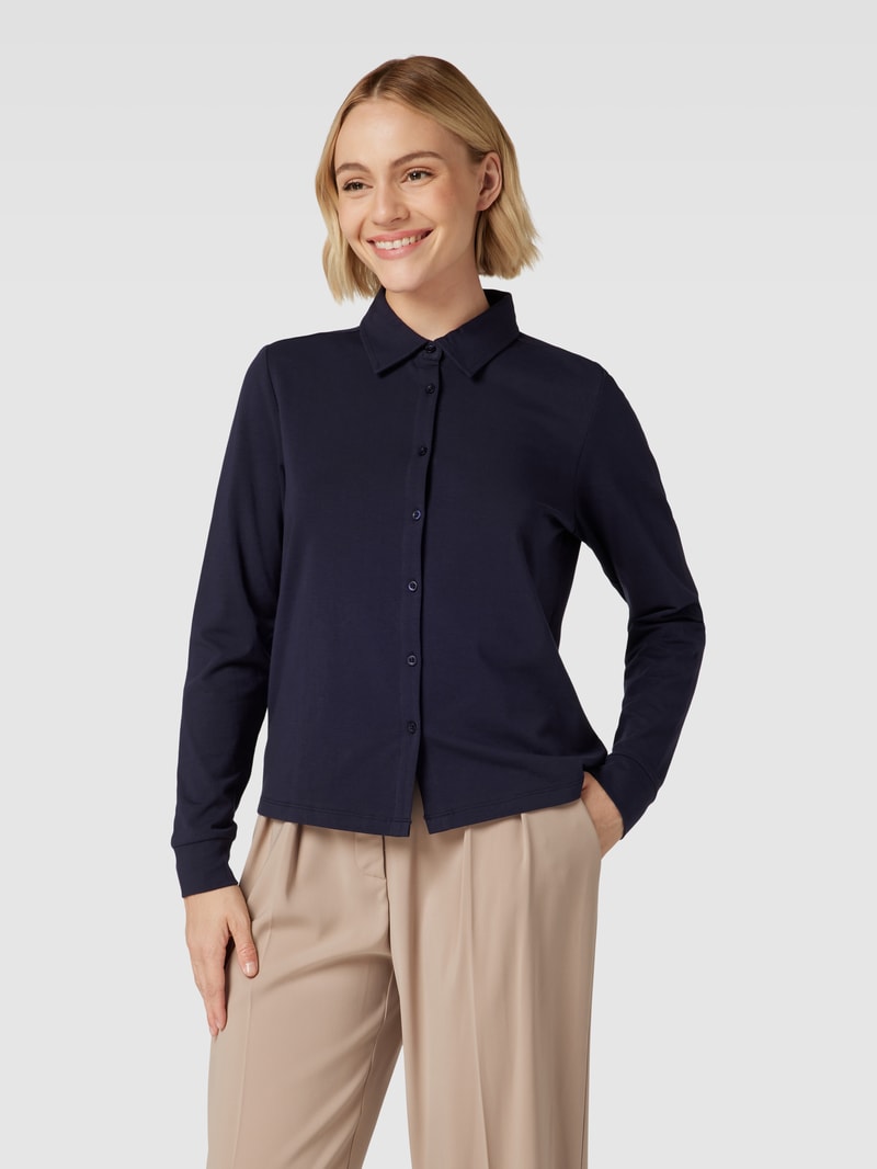 Hemdbluse mit Allover-Muster in marineblau