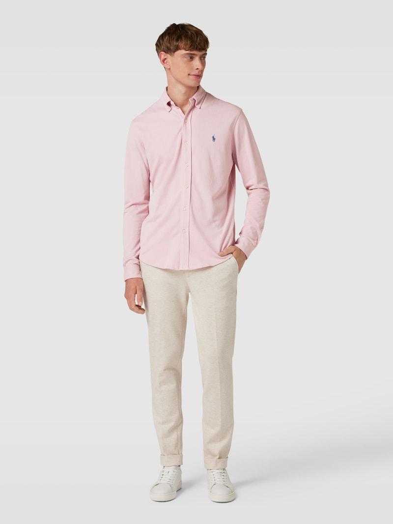 Regular Fit Freizeithemd mit Logo-Stitching in rosé