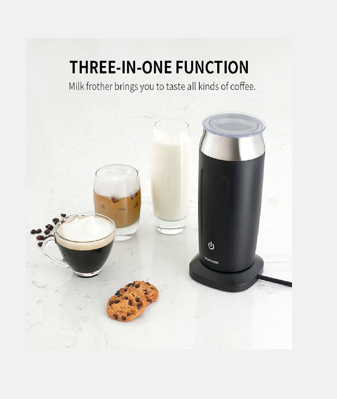 Shardor Milchaufschäumer 3-in-1-Maschine, 500 W, für warme und kalte Milch