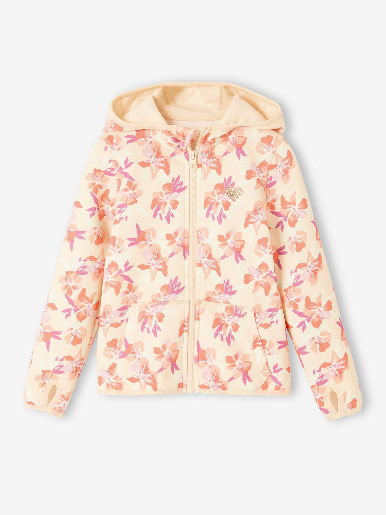 Vertbaudet Mädchen Sportjacke, Kapuze - mehrfarbig