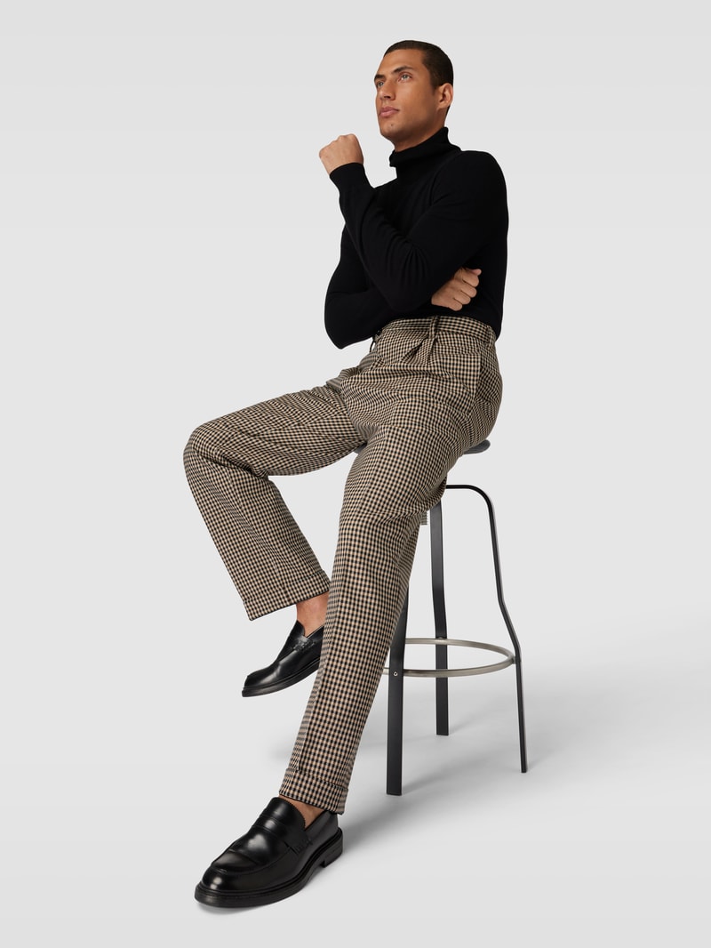 Slim Fit Anzughose mit Bügelfalten Modell 'Fraye' in beige