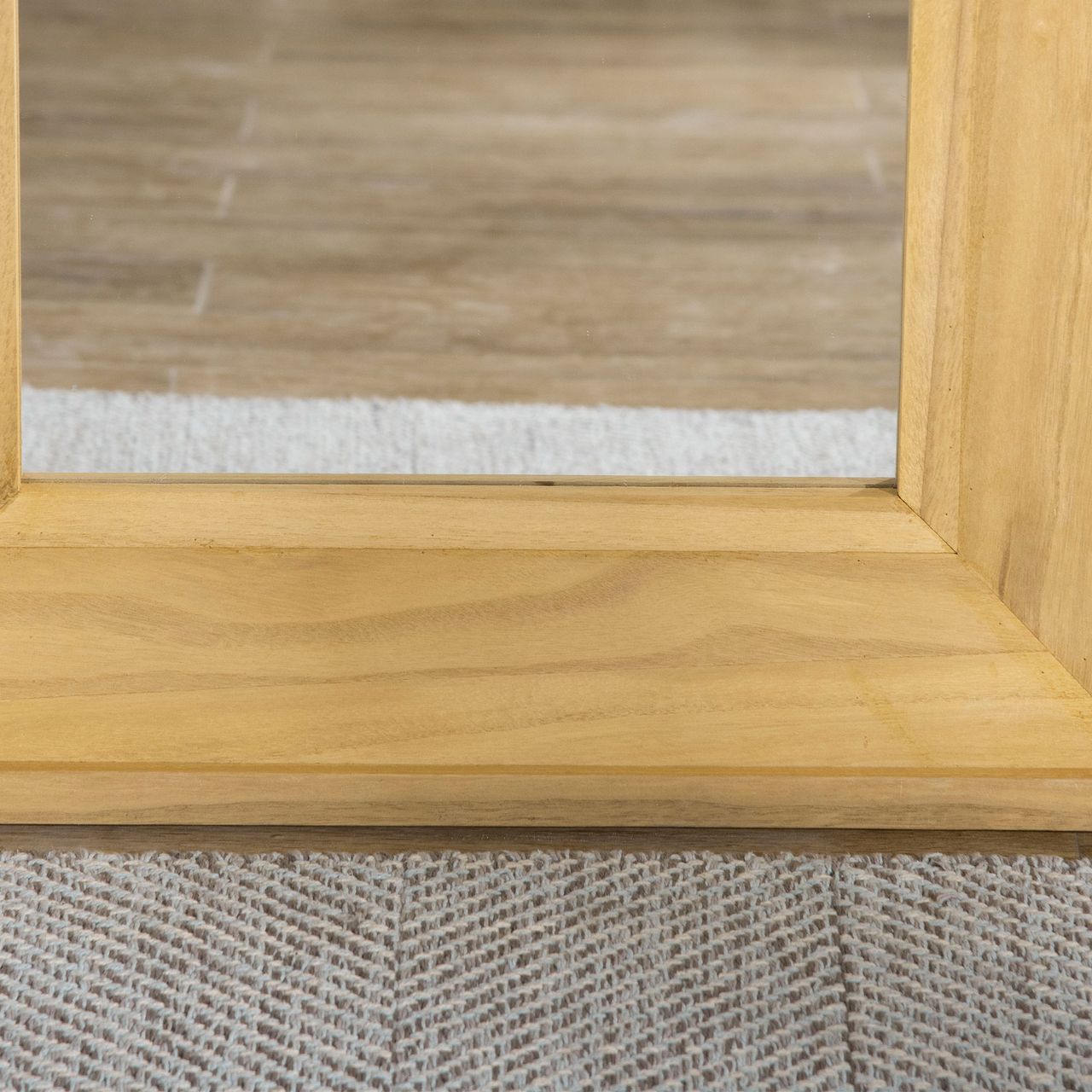 HOMCOM Wandspiegel Hängespiegel 150 x 60cm Garderobenspiegel Ganzkörperspiegel Flurspiegel mit Holzrahmen Wohnzimmerspiegel für Schlafzimmer Elegant MDF Tannenholz Natur