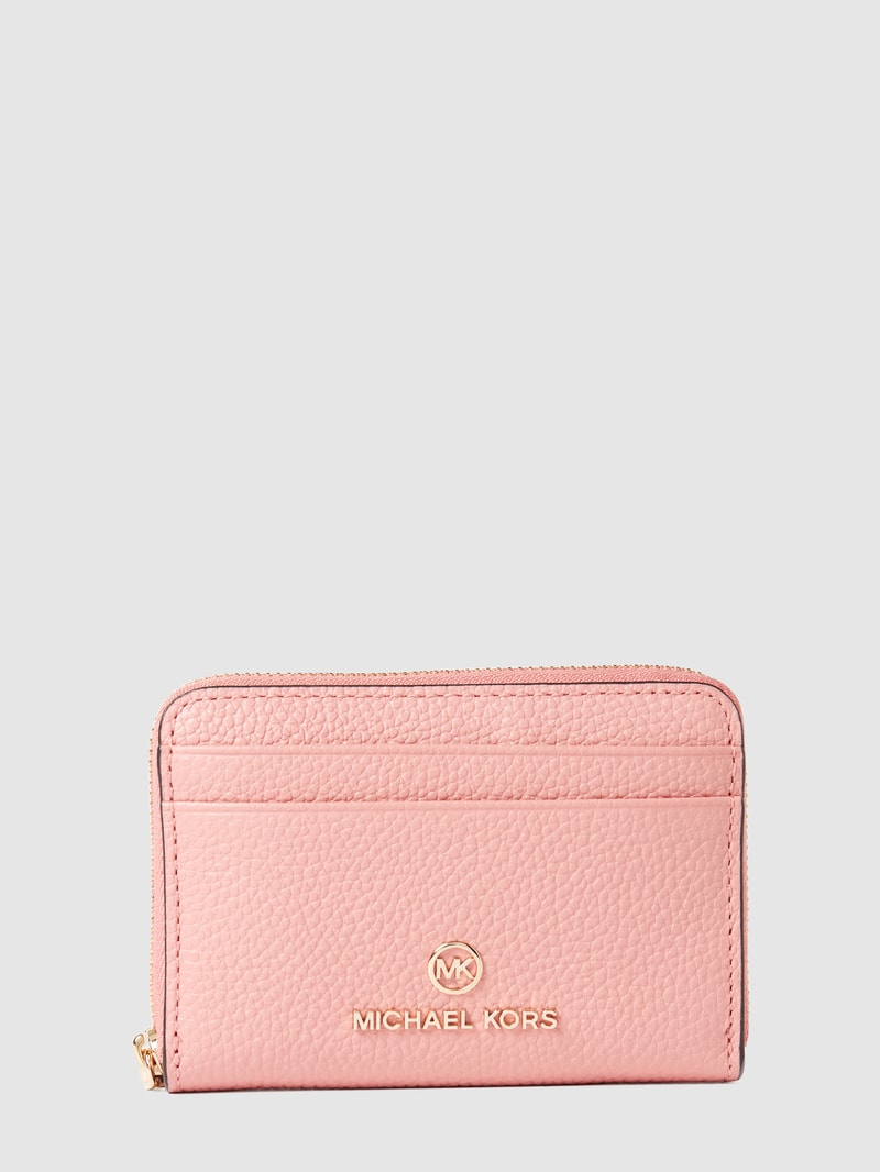 Portemonnaie mit Label-Applikation in rosé