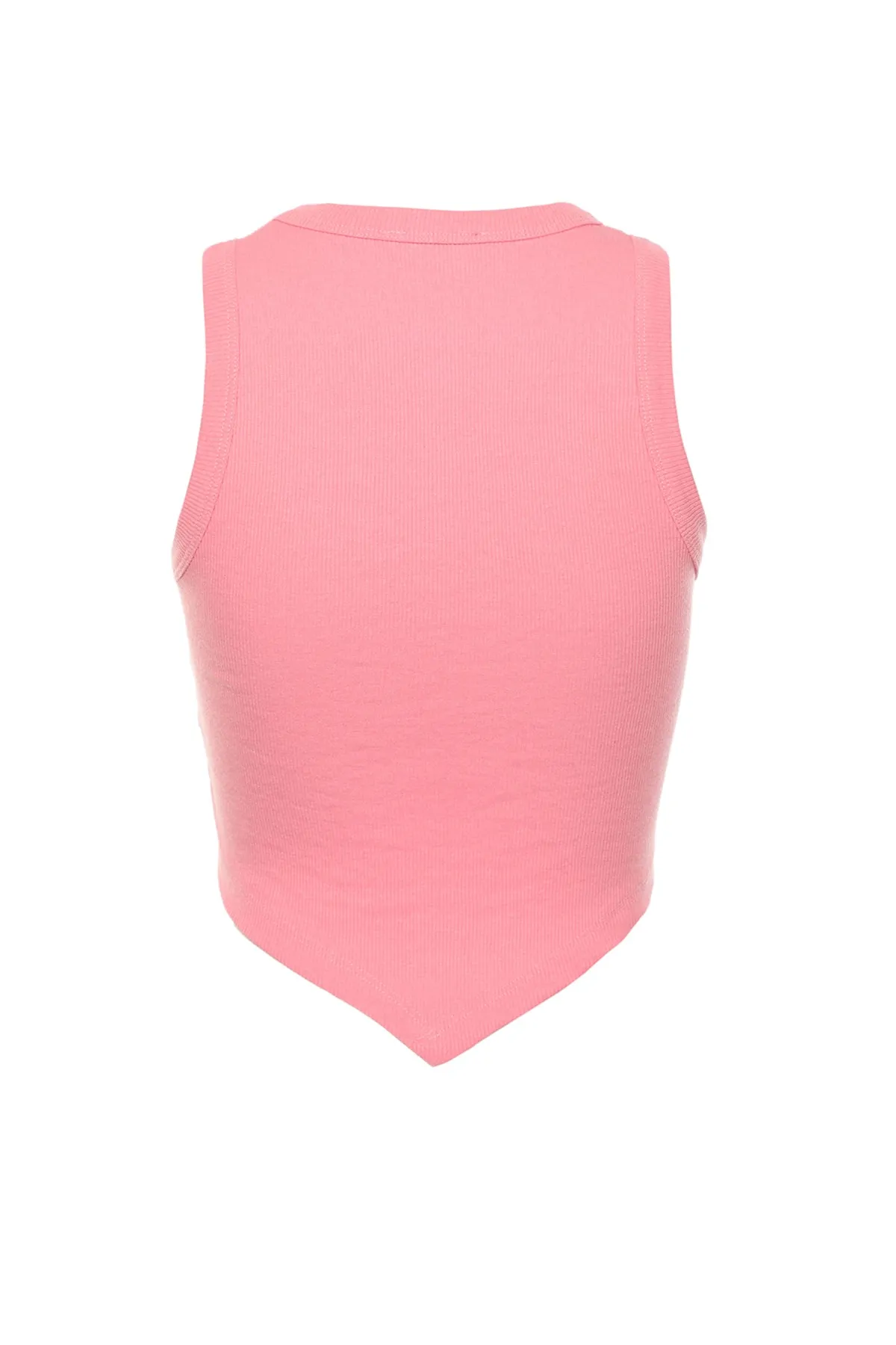 Trendyol Collection  Rosa, asymmetrisches, superkurzes, geripptes, flexibles Strick-Tanktop TWOSS22AL0065