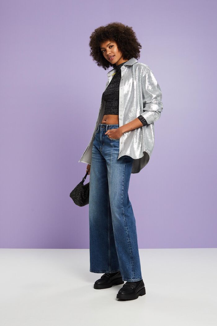 Retro-Jeans mit mittelhohem Bund und weitem Bein
