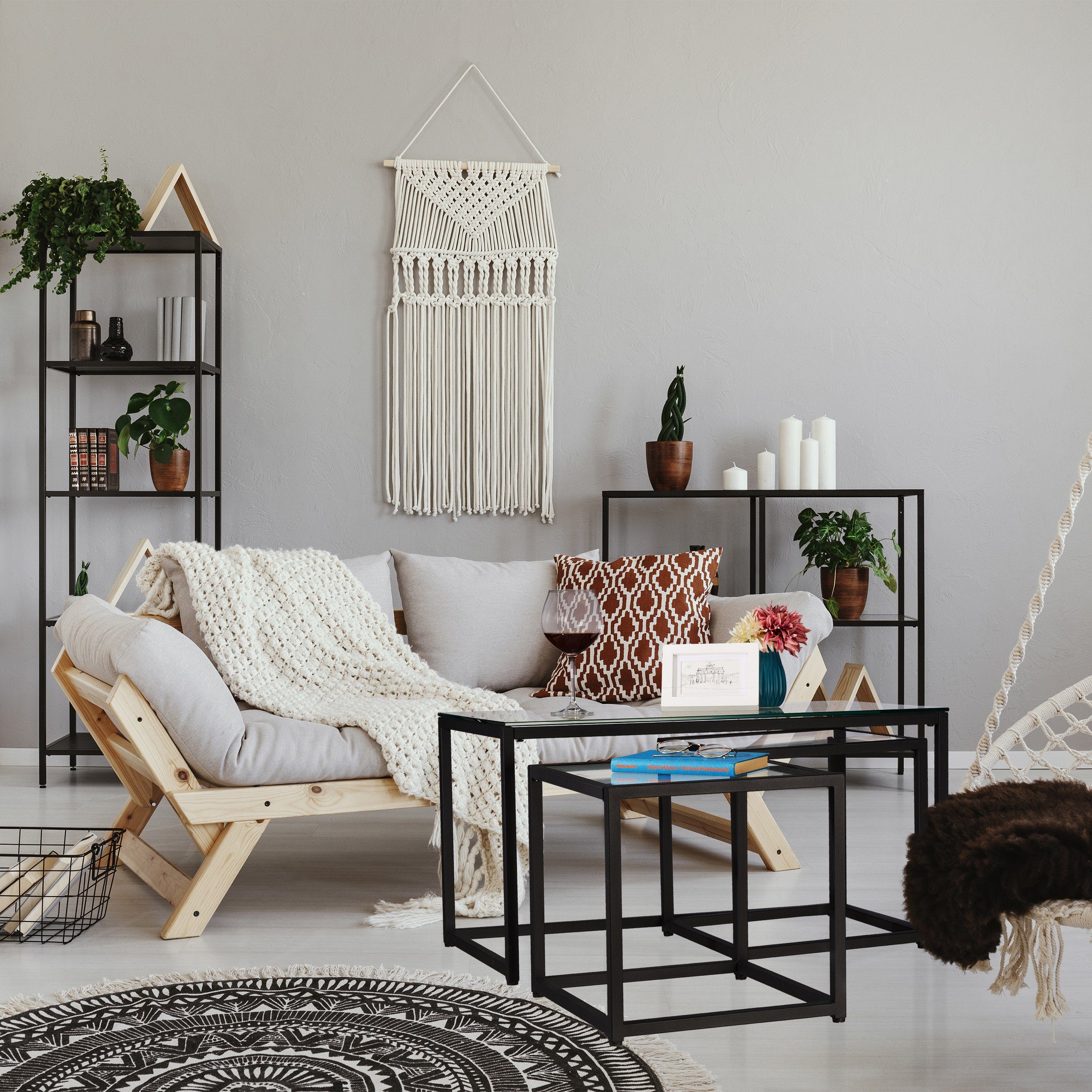 relaxdays Beistelltisch Beistelltisch 3er Set
