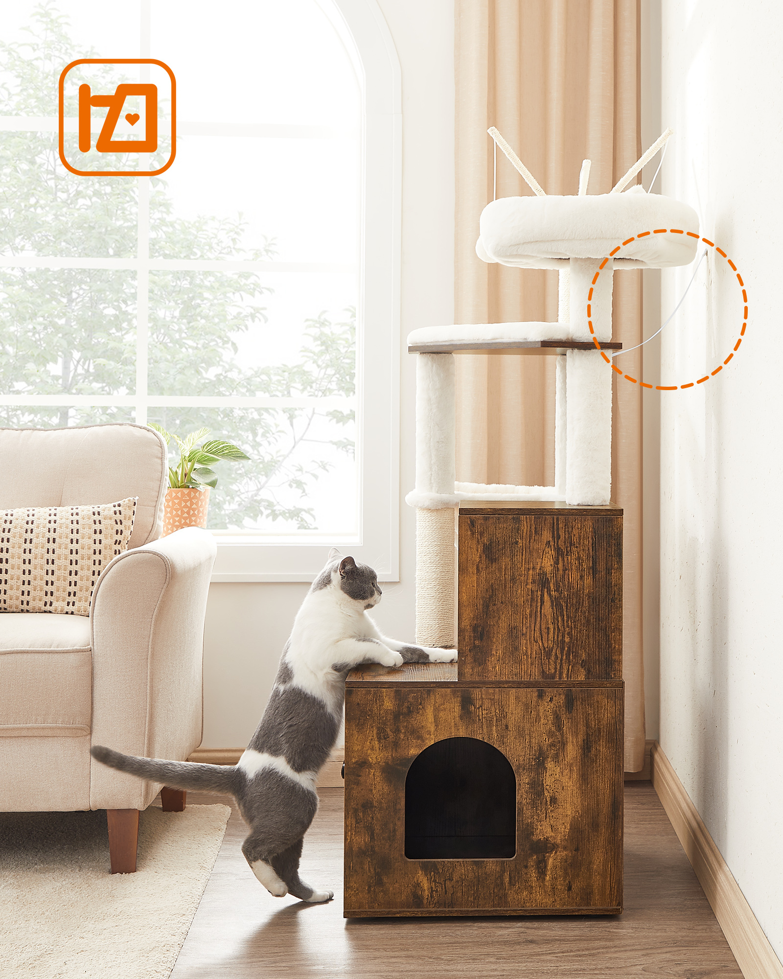 FEANDREA Kratzbäume FEANDREA Kratzbaum mit Katzenklo-Schrank 2-in-1 braun