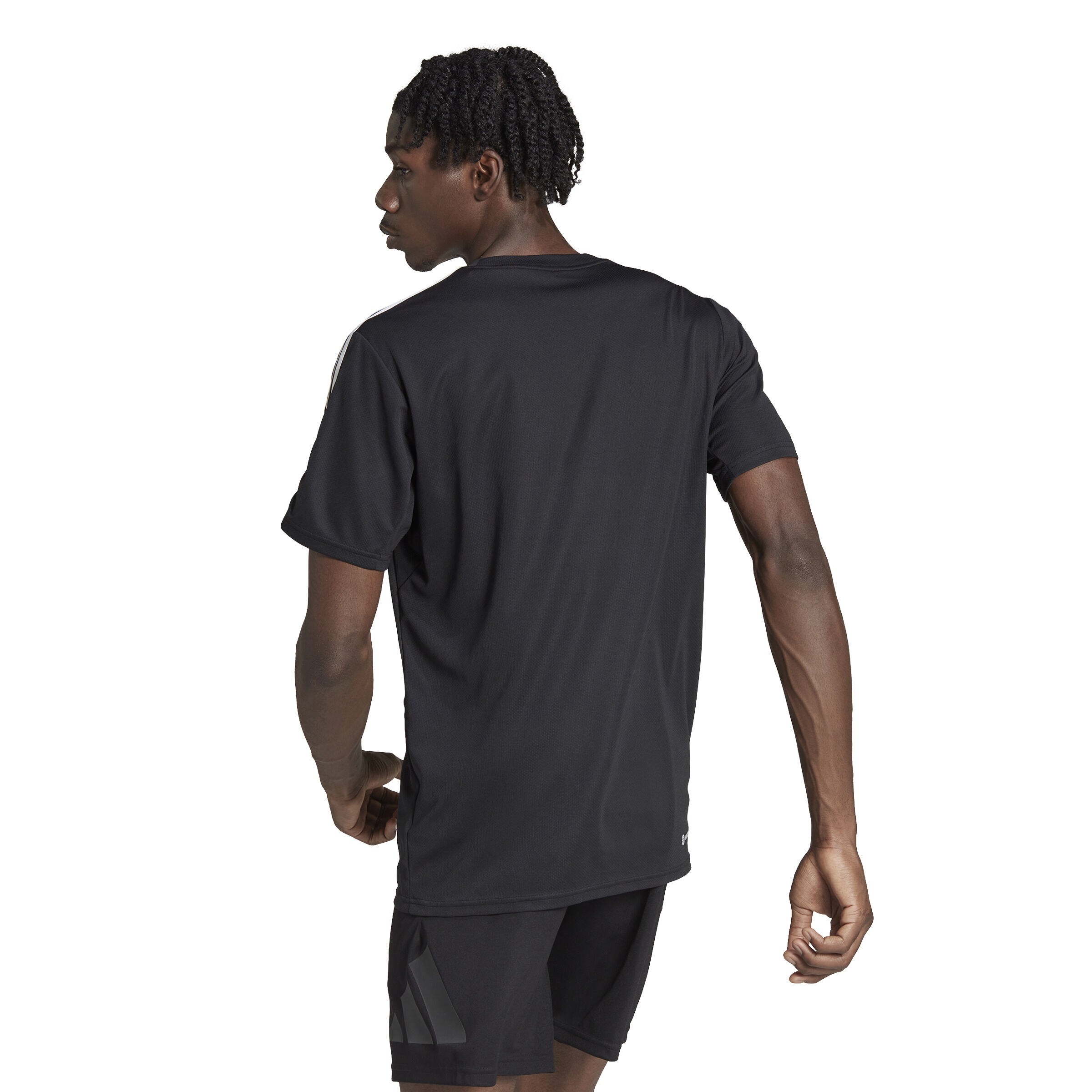 Essentials Train 3-Stripes Training T-Shirt Herren - Schwarz, Weiß