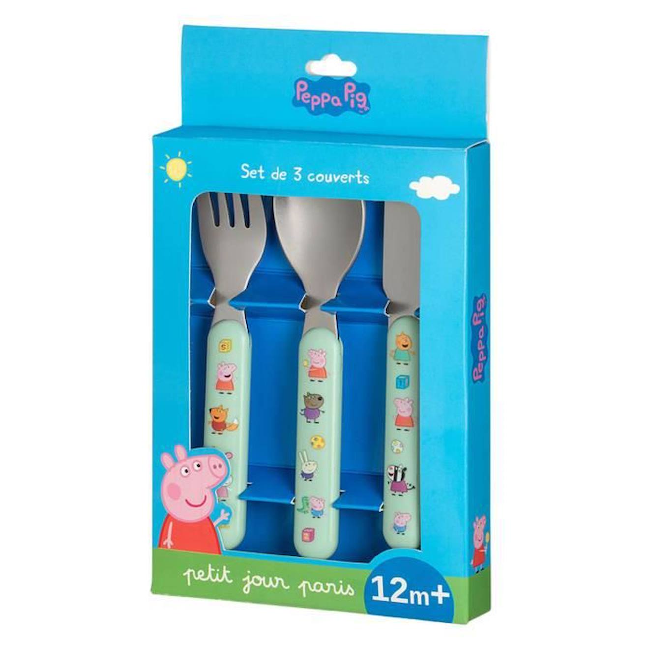 Set de 3 couverts : Peppa Pig aille Unique Coloris Unique vert