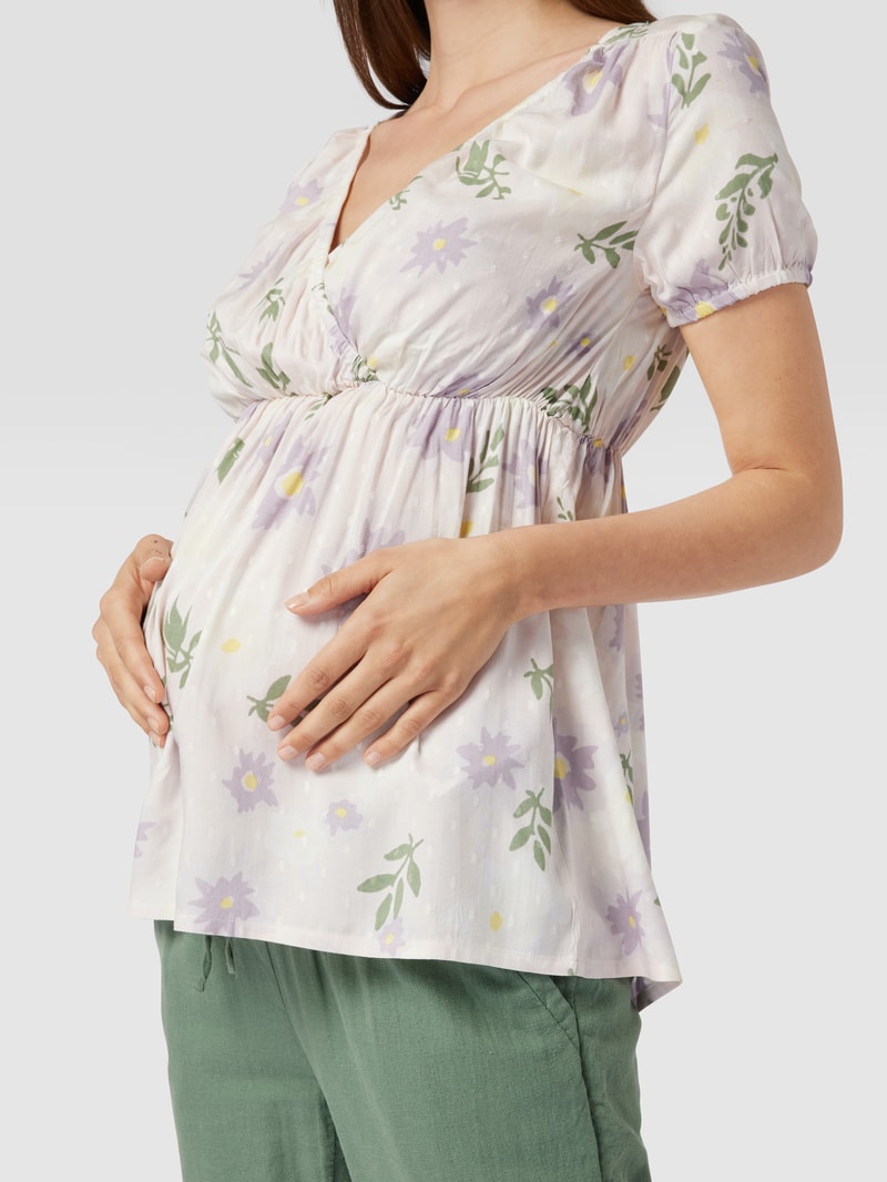Umstands-Bluse mit floralem Muster in offwhite