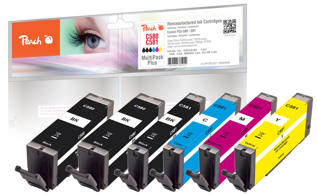 Peach Spar Pack Plus Tintenpatronen ersetzt Canon PGI-580, CLI-581