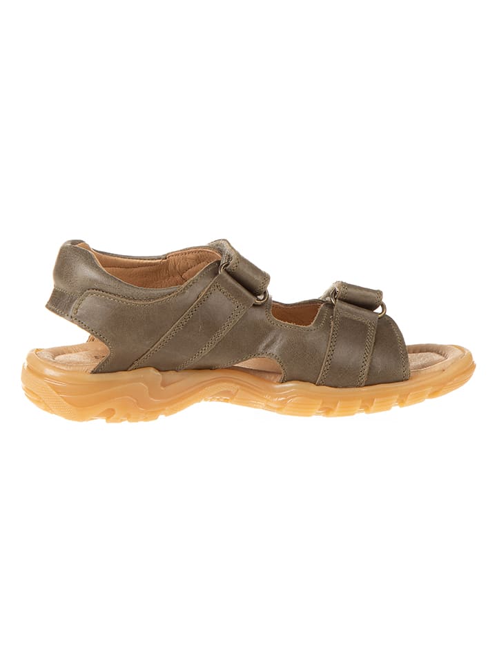 POM POM Leder-Sandalen in Khaki günstig kaufen