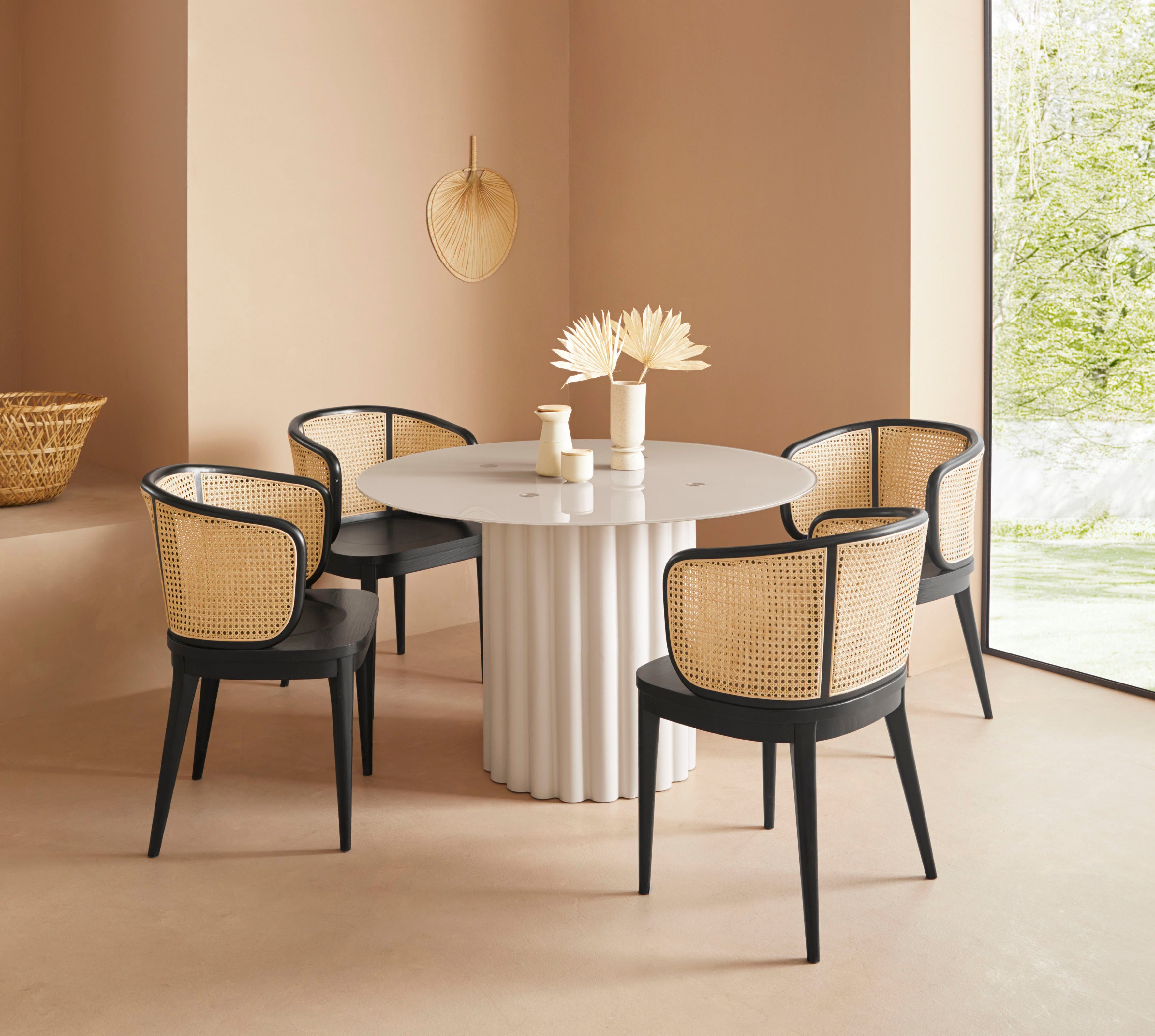 LeGer Home by Lena Gercke Esstisch Shaye, Tischplatte aus Glas, Gestell aus Metall