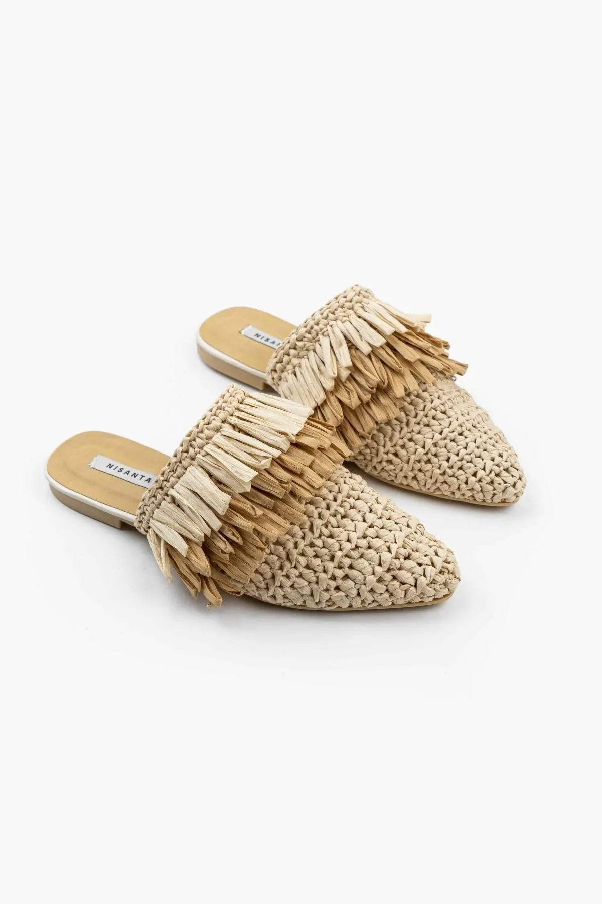 NİŞANTAŞI SHOES  Viana Beige Gestrickte Damenhausschuhe mit Quasten in Beige und Tan