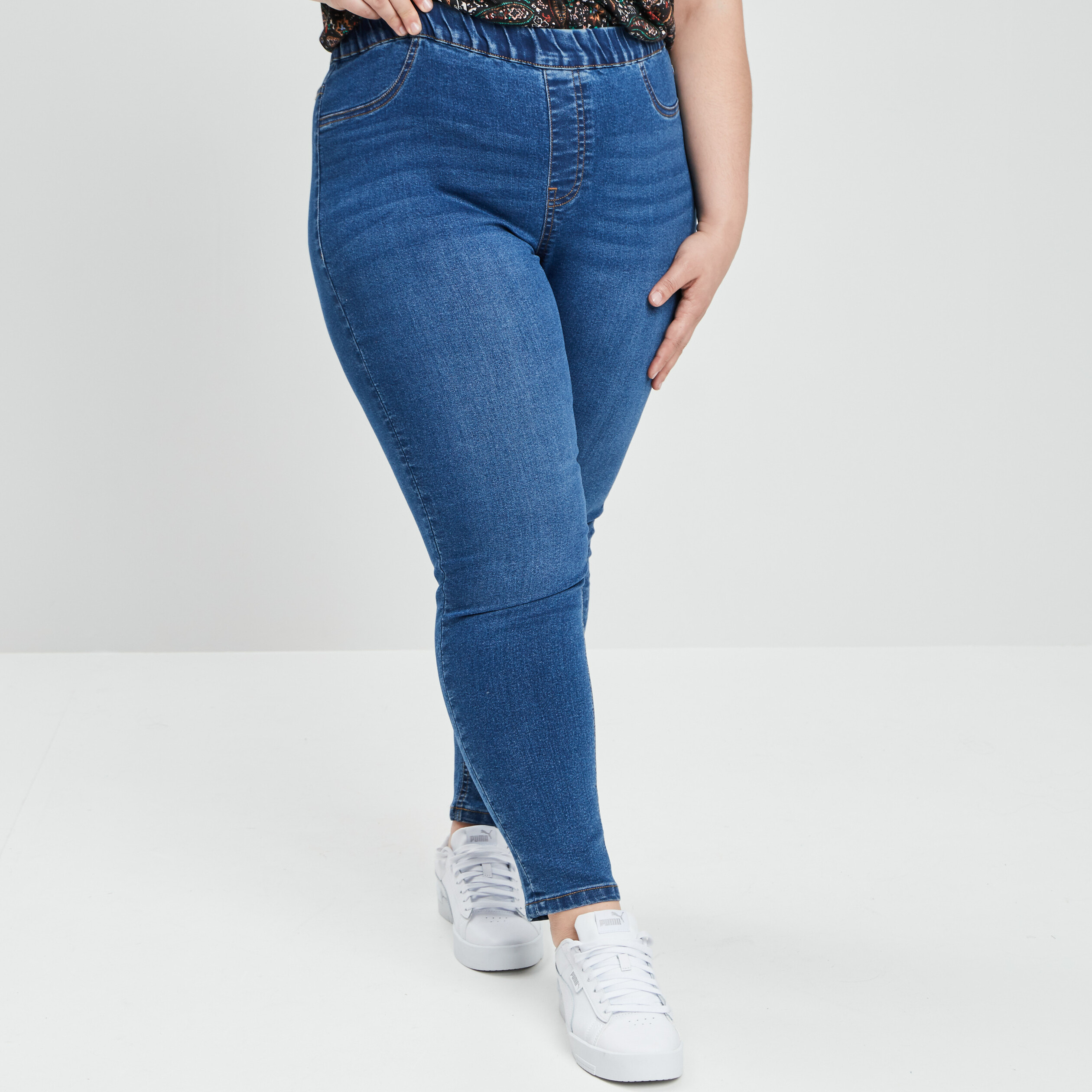Pantalon jegging denim double stone femme grande taille | La Halle