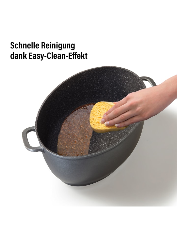 Stoneline Bräter Schmortopf Oval 39x26 cm | mit Deckel in Grau günstig kaufen onesize