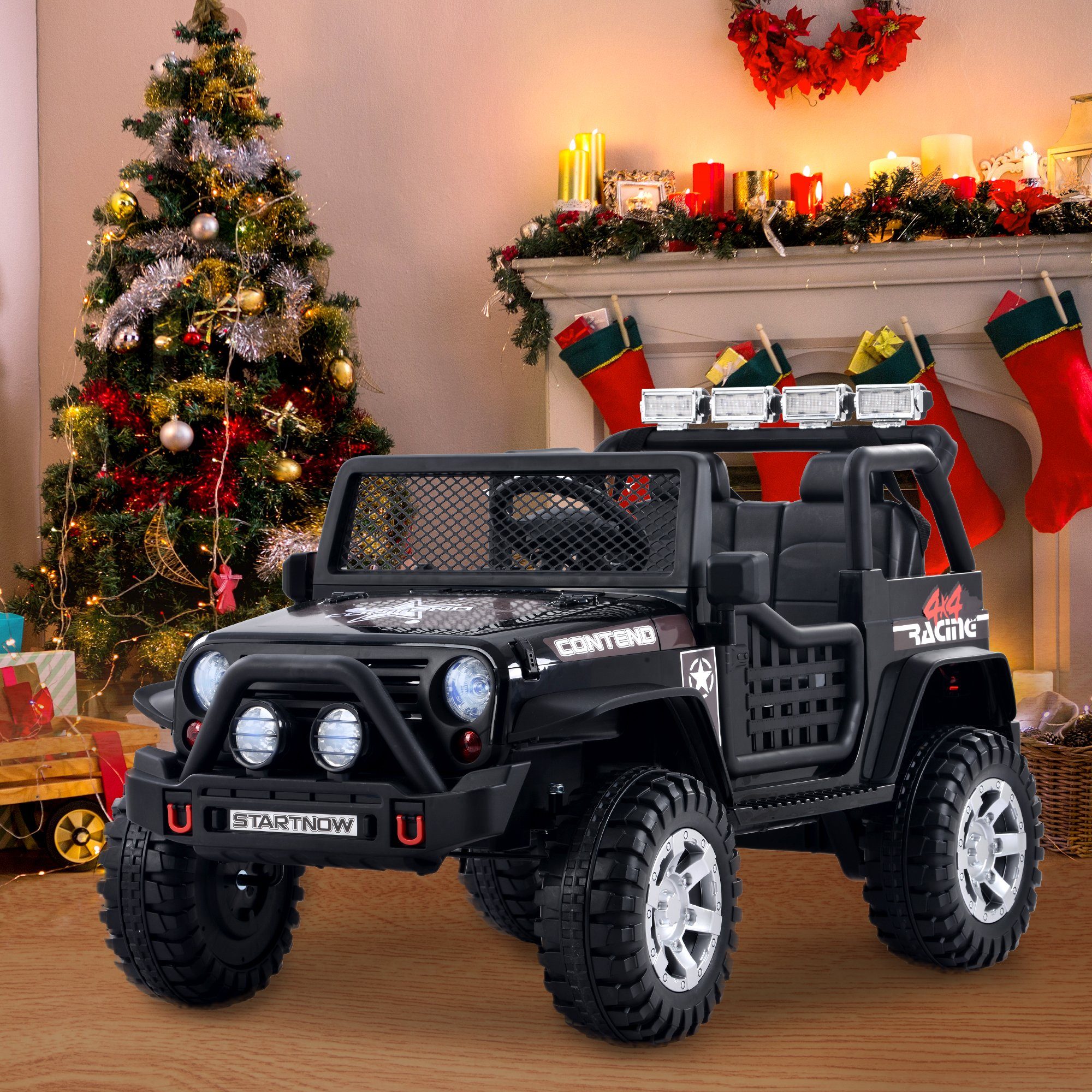 Merax Elektro-Kinderauto, Belastbarkeit 50 kg, mit 2 Sitzer, Elektroauto mit USB, AUX und Bluetooth inkl. Ferndienung
