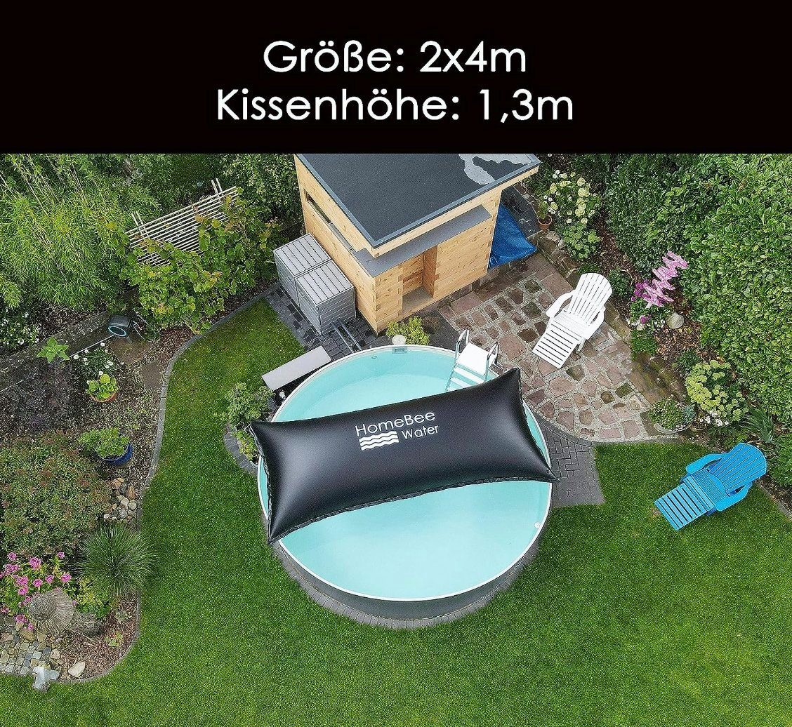 HomeBee Pool-Abdeckplane Poolkissen XXL 4m x 2m (Komplettset mit Zubehör, 1-St., inkl. 6 Befestigungskordeln und Reparaturflicken), langlebiges und starkes PVC Material