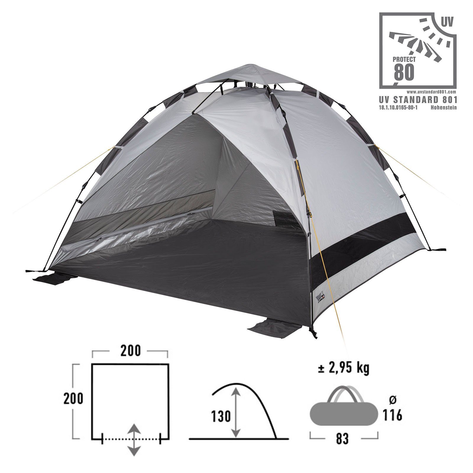 High Peak Strandmuschel Strand Muschel Calida 80 Sekunden, Zelt XL Quick Pop Up Automatik UV80