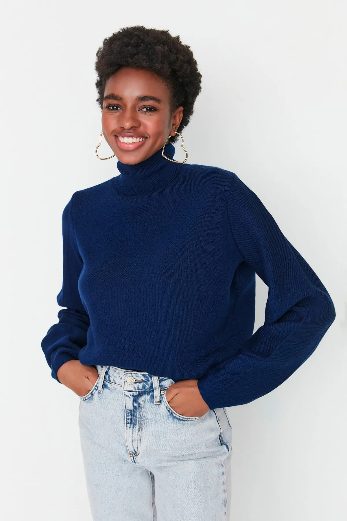 Trendyol Collection  Marineblauer Basic Rollkragenpullover TWOAW21KZ0485