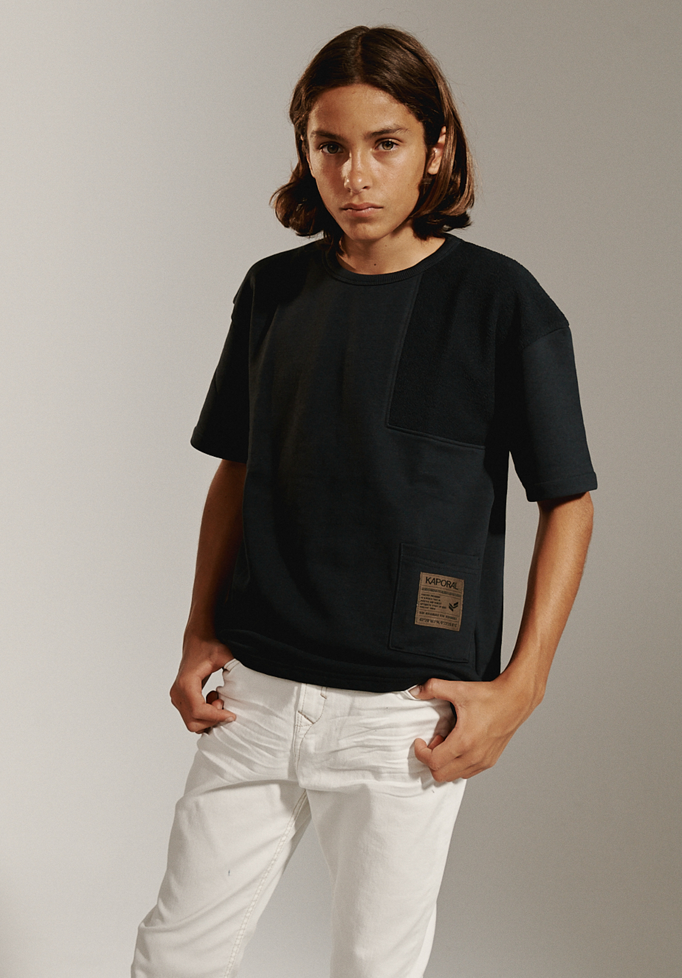 PIERY  T-shirt bleu Garçon en 100% coton