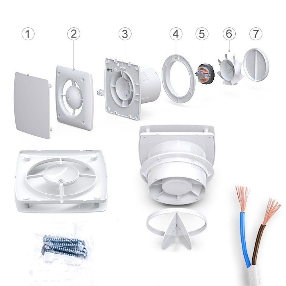 XERSEK Wandventilator Badlüfter Wandlüfter Ventilator Feuchtesensor Timer
