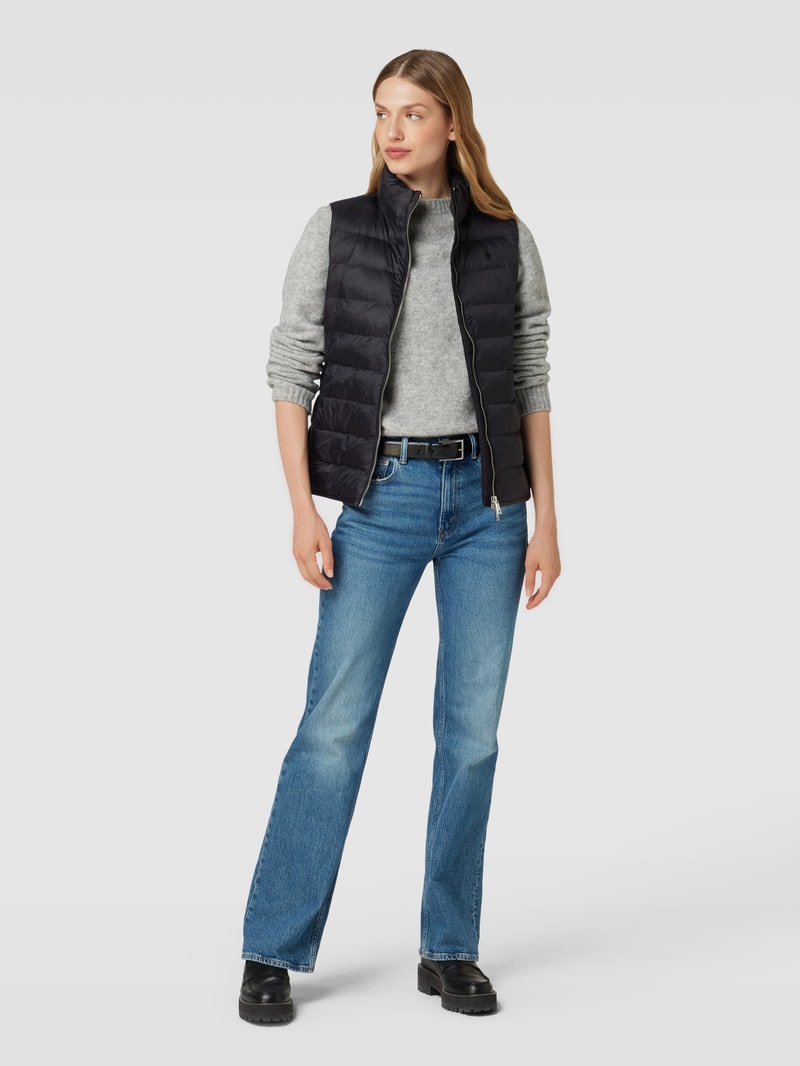 Steppweste mit Label-Stitching in schwarz