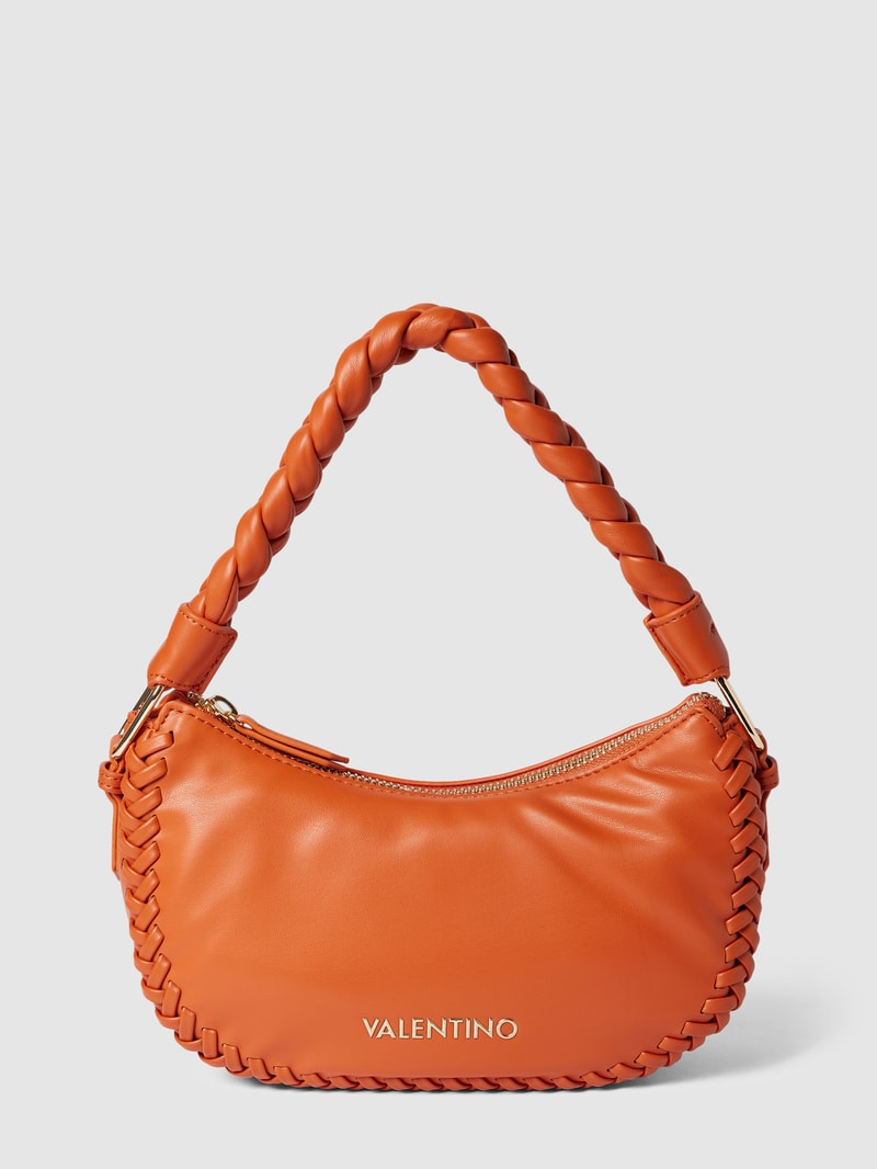 Shoulder Bag mit Flecht-Details Modell 'VARSAVIA' in dunkel orange