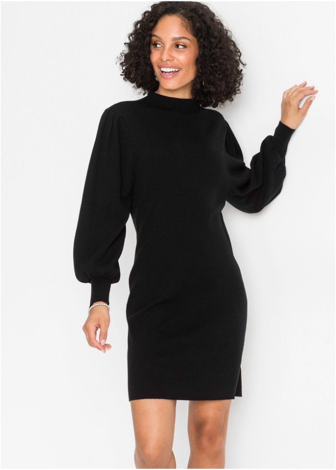 Strickkleid mit Ballonärmeln