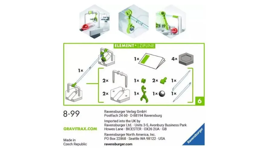 Ravensburger Beschäftigung - GraviTrax Element Zipline - Kugelbahn-Erweiterung