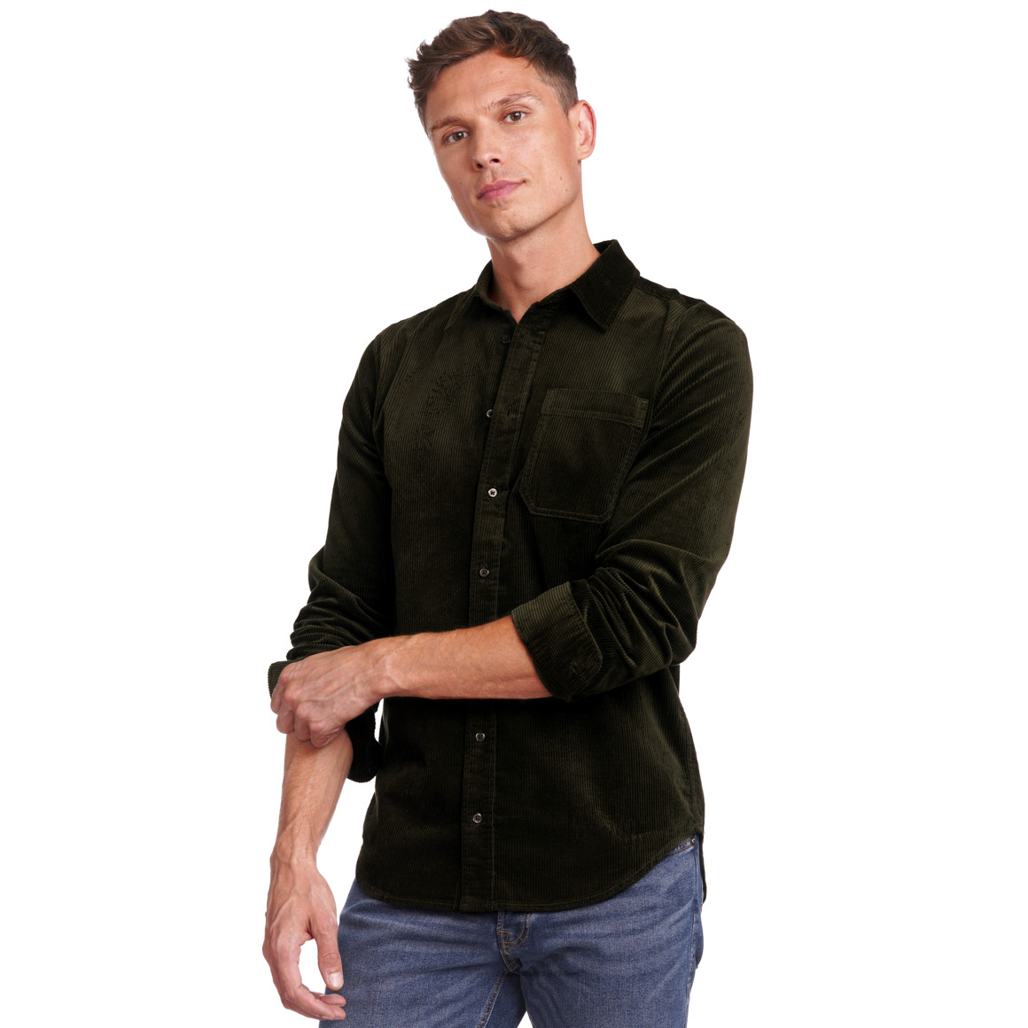 Herren Cord-Hemd mit Knopfleiste