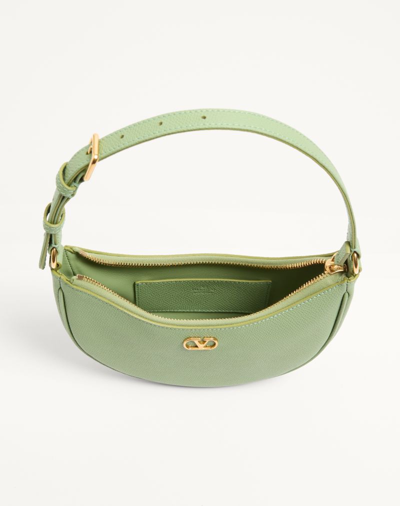 Bolsa Mini Hobo Assinatura VLogo em pele de bezerro granulada