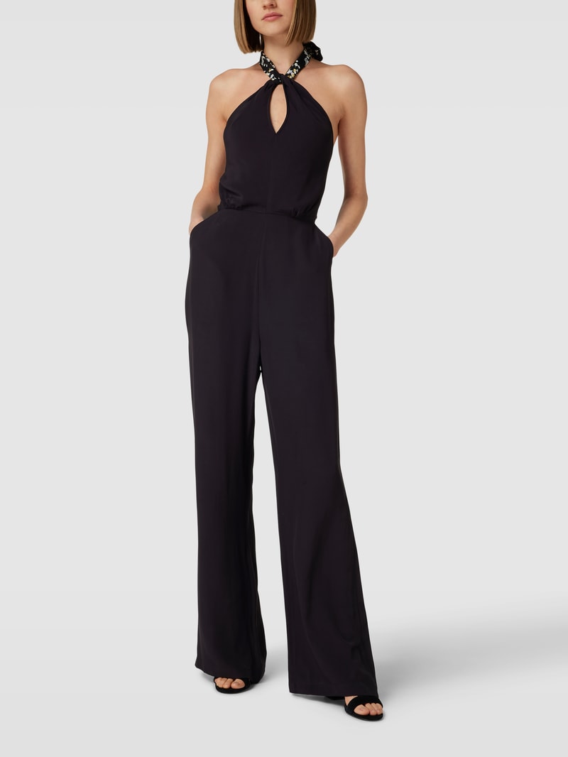 Jumpsuit mit Schlüsselloch-Ausschnitt in schwarz