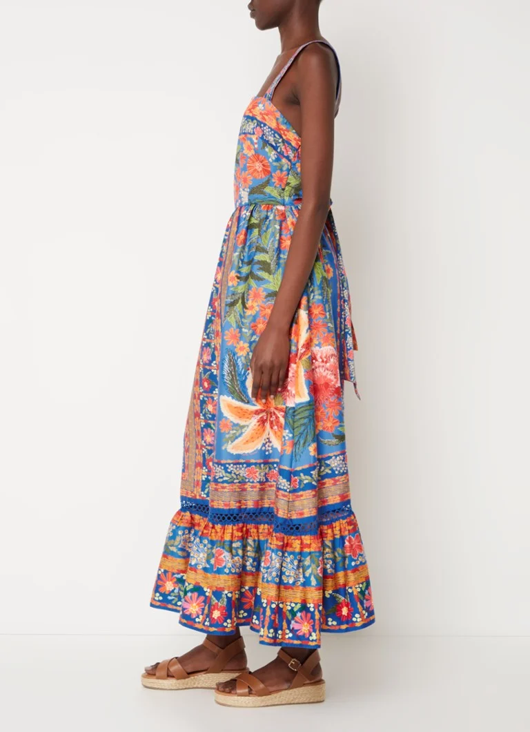 Vestido midi Farm Rio con estampado y detalle de lazo