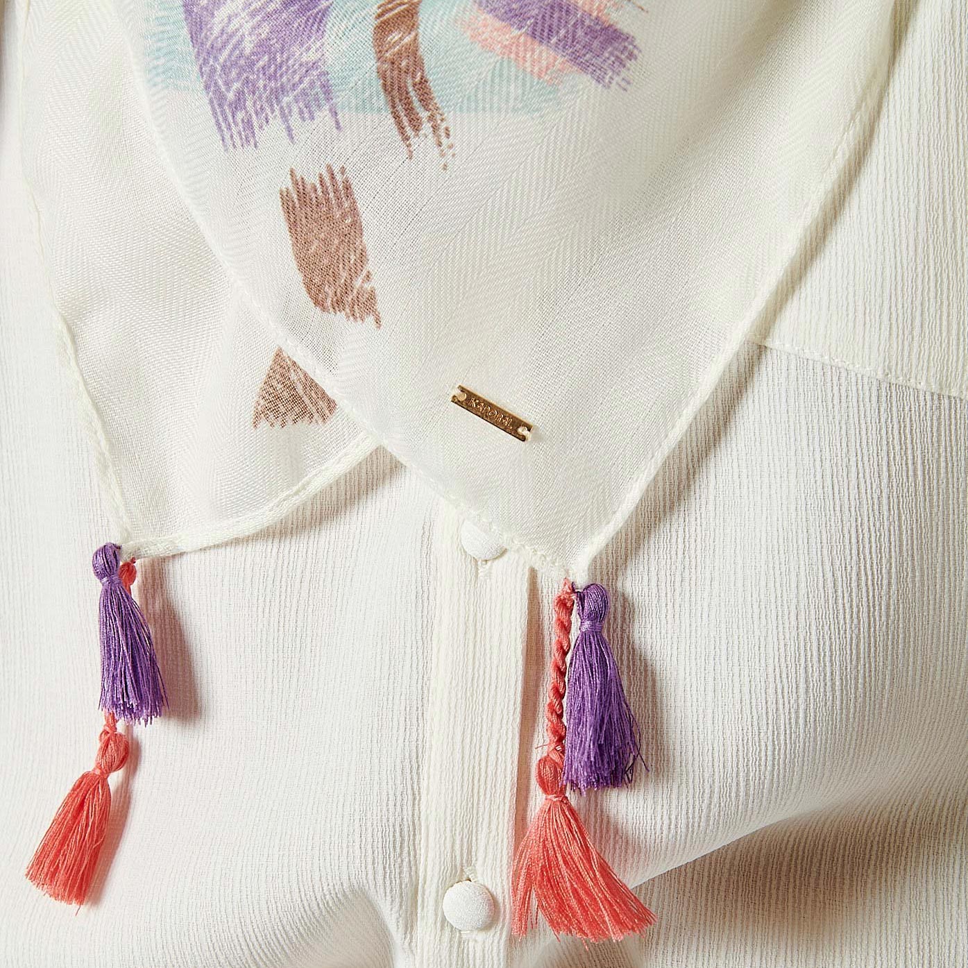 FINI   Chèche blanc imprimé femme