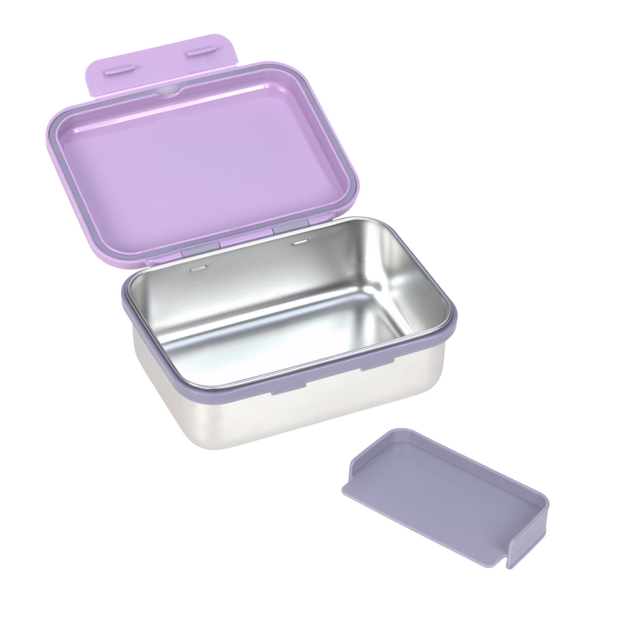 Brotdose Kinder - Edelstahl Lunchbox, Little Gang Herz Lila