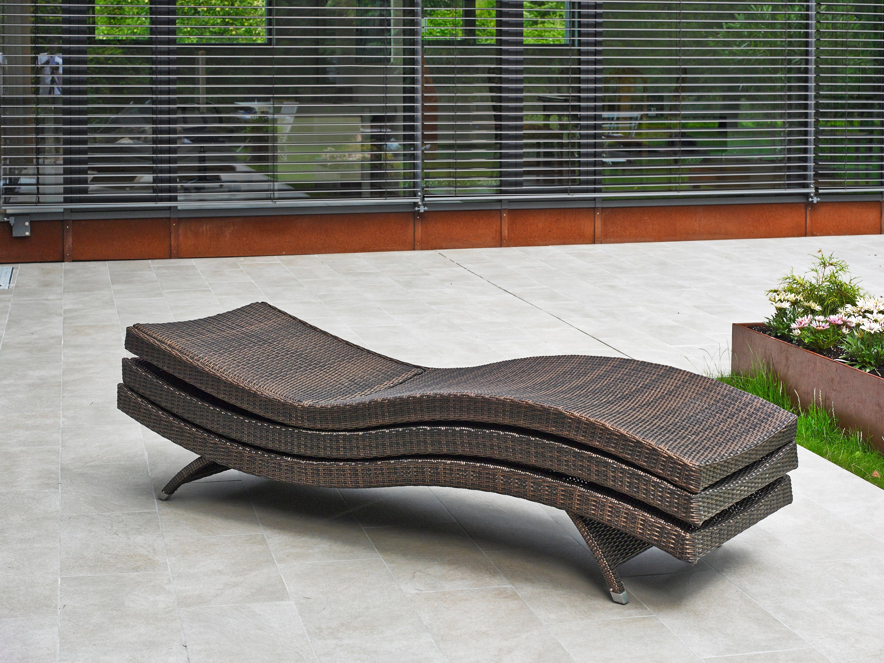 Destiny Gartenliege WAVE, 1-tlg., Stapelliege im Komfortdesign, 206x70x40cm, verstellbar, ohne Auflage