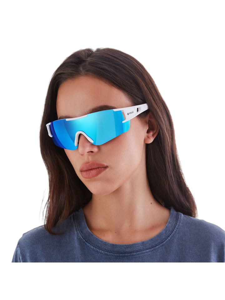 YEAZ SUNBLOW Sport-Sonnenbrille Bright White/Blue in blau günstig kaufen onesize