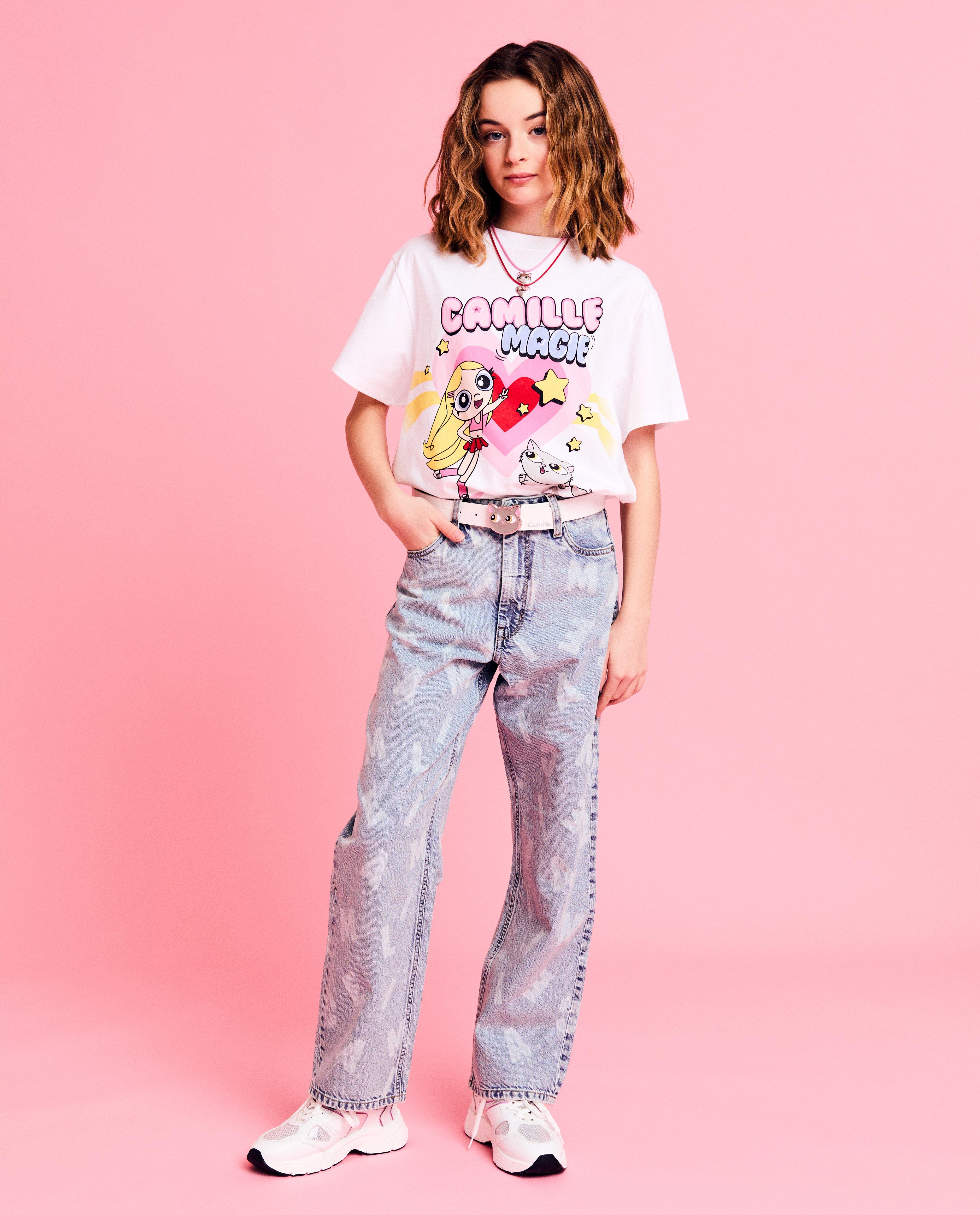 Tricou CAMILLE cu imprimeu, 4-14 ani, alb