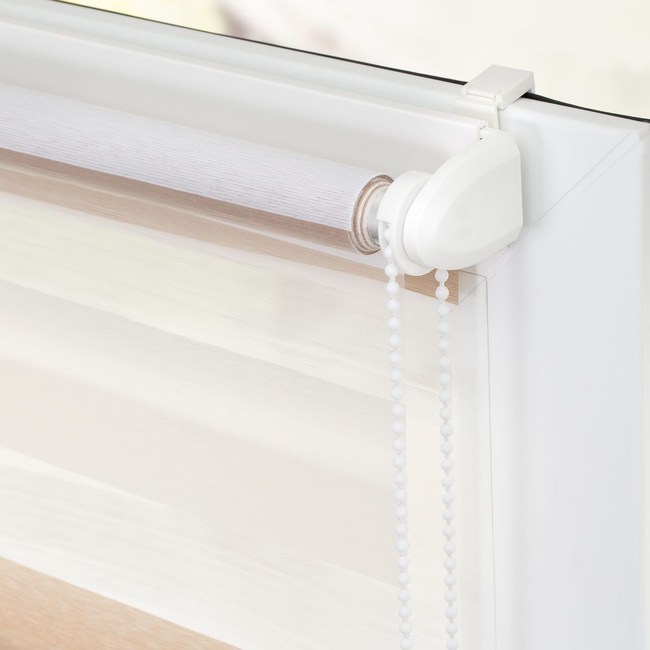 Lichtblick Duo-Rollo Klemmfix, ohne Bohren, Bunt - Creme - Weiß - Braun, 80 x 200 cm (B x L)