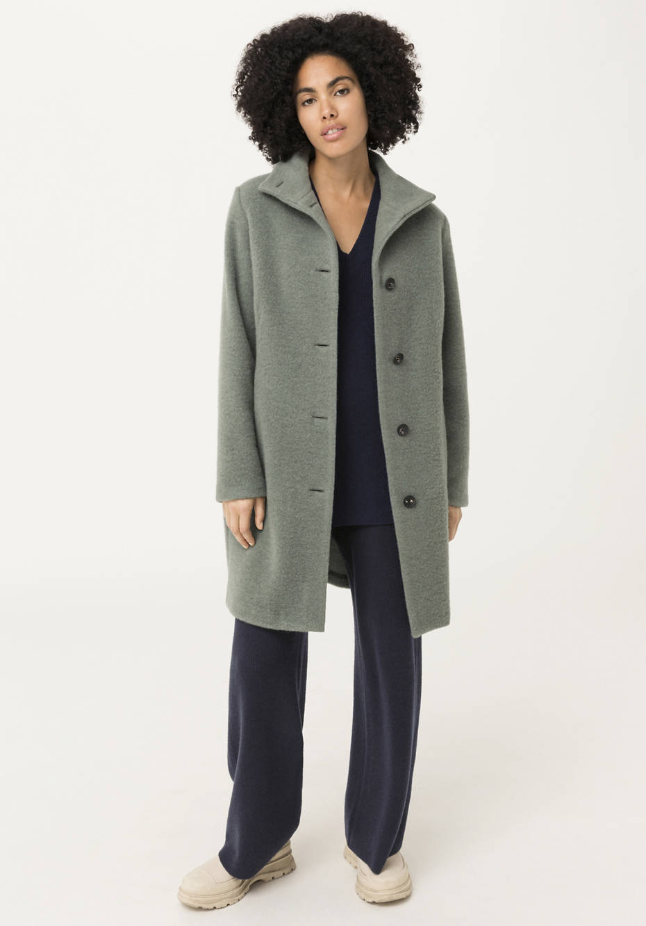 Wollfleece Mantel aus reiner Bio-Merinowolle