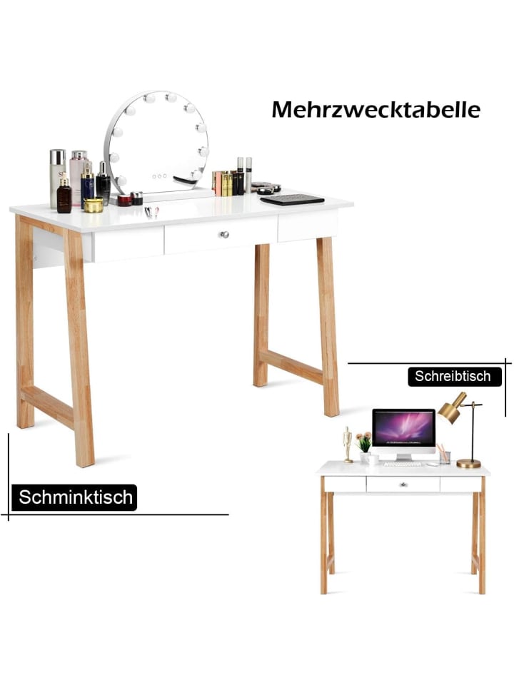 COSTWAY Schreibtisch mit Schublade in Hellbraun günstig kaufen onesize