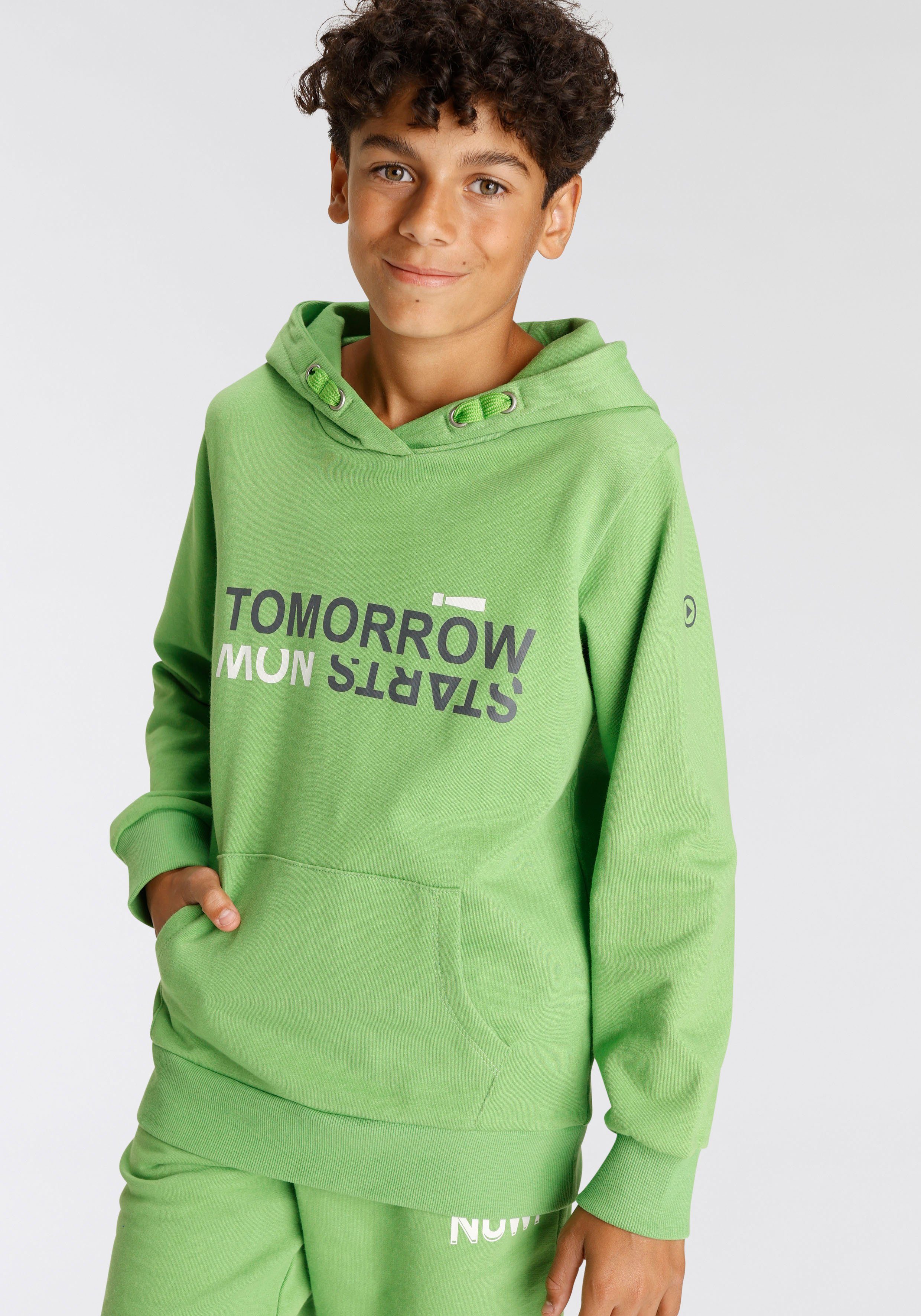 KIDSWORLD Kapuzensweatshirt TOMORROW STARTS NOW! Spruch