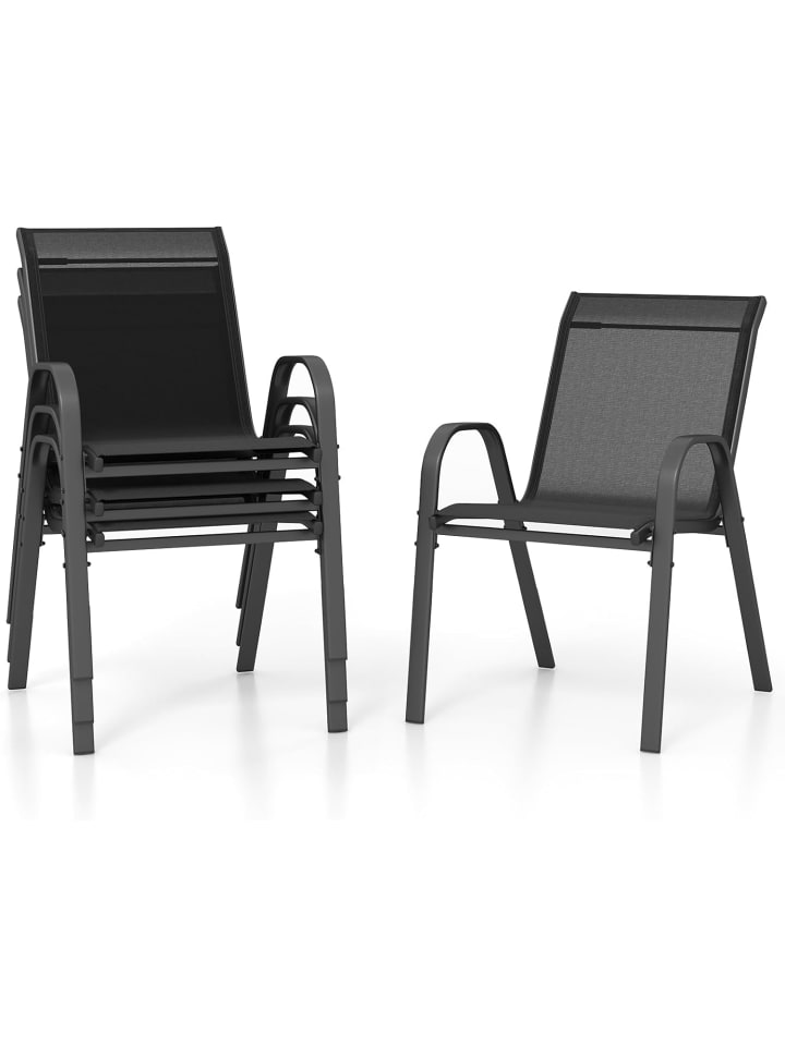 COSTWAY 4er Set Gartenstühle 56x70x84cm in Schwarz günstig kaufen onesize