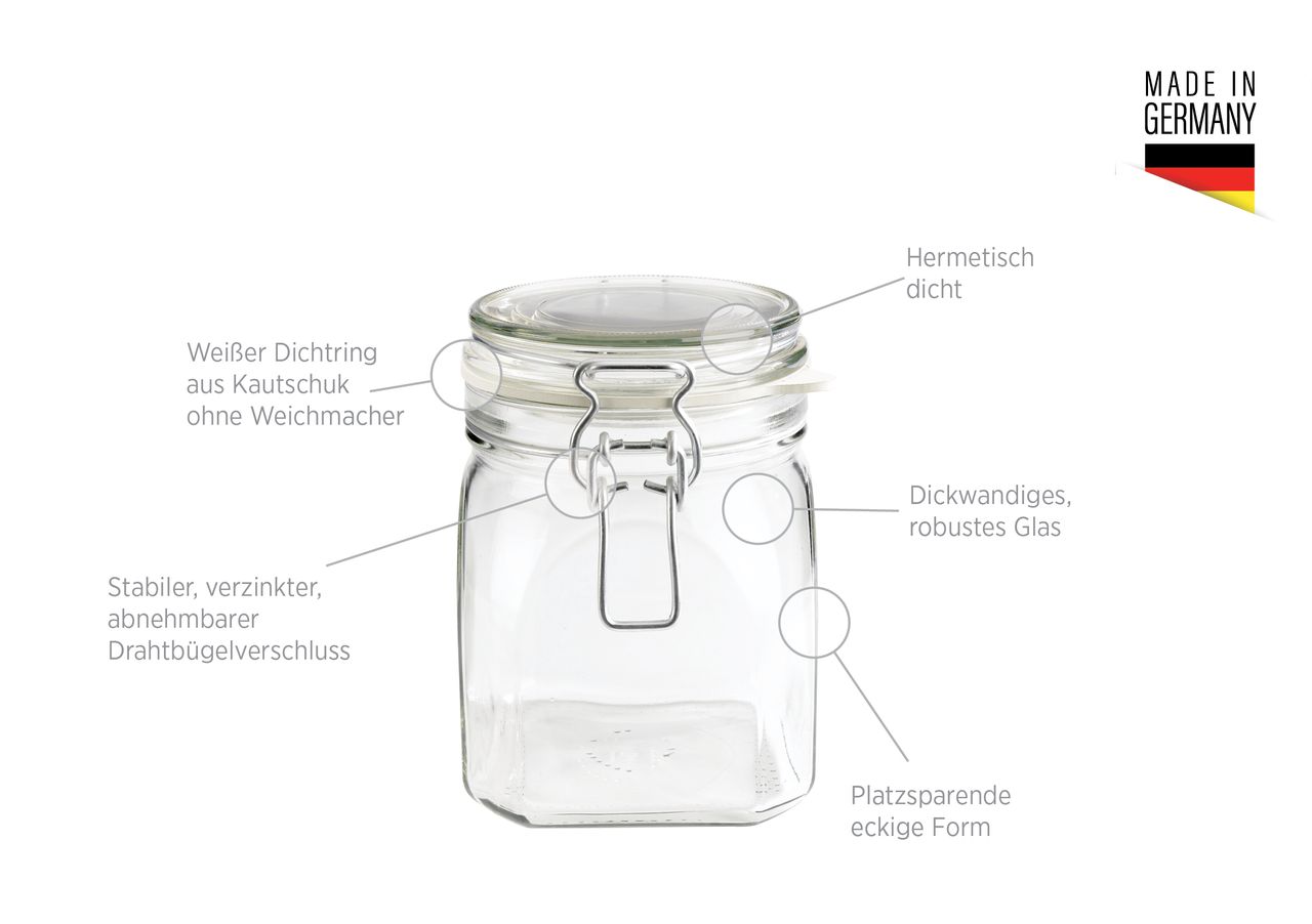 Mäser Serie Gothika, Einmachglas 750 ml, 6er Set