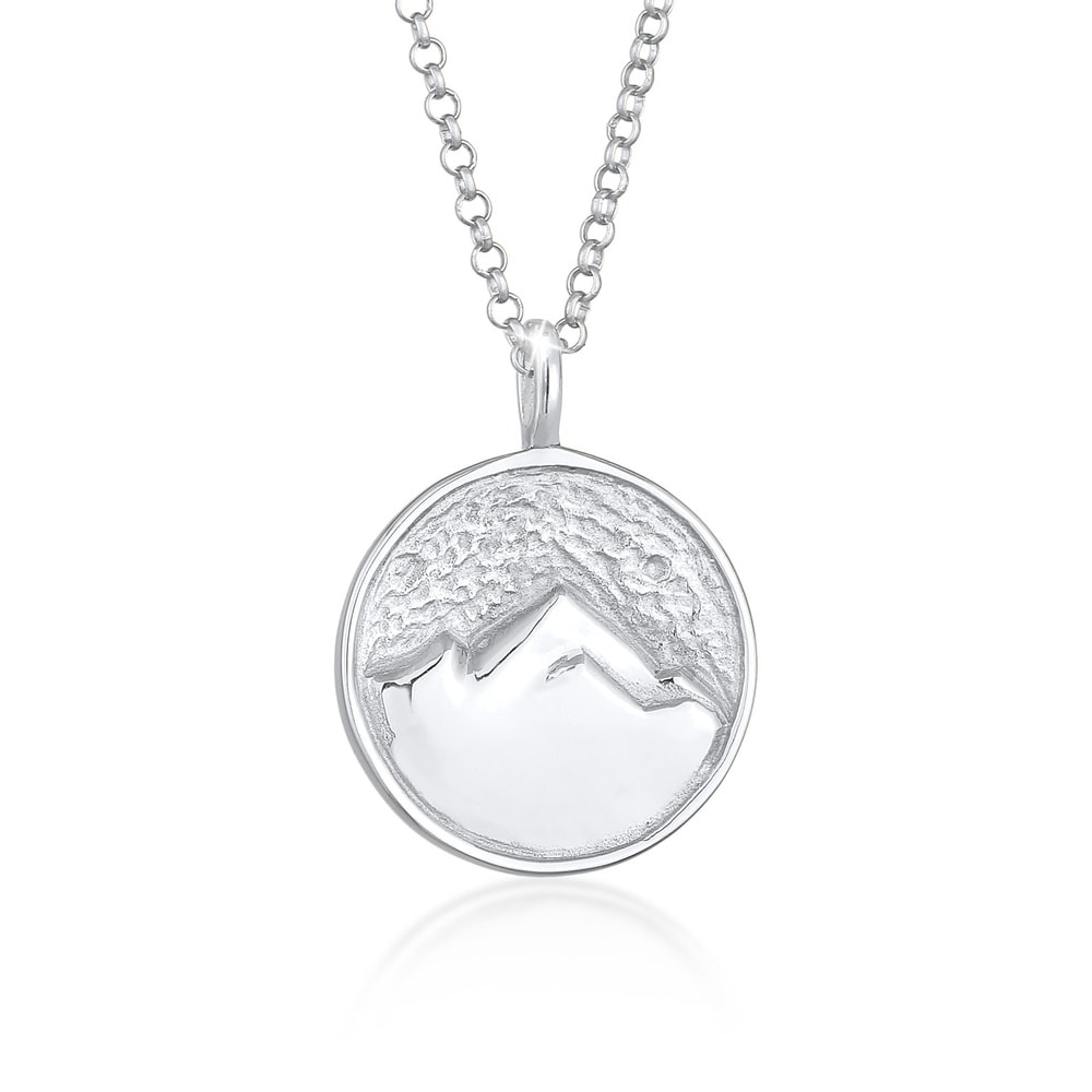 Elli Elli Collier Pendentif Femmes Montagne Alps Pièce de monnaie Travel en argent ste Bijoux